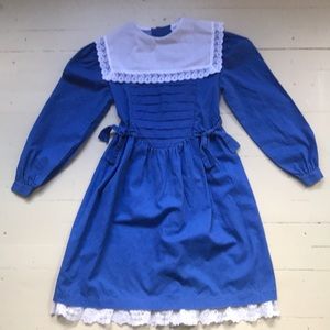 Vintage 1970s, Cottagecore for kids, blue dress